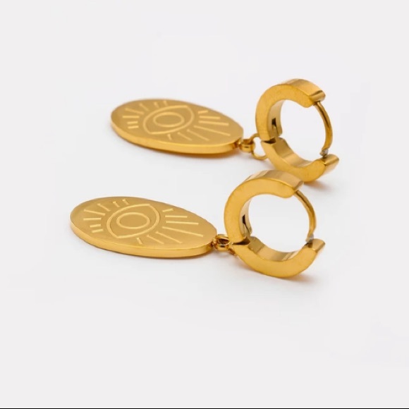 18K gold plated ellipse earrings - Picture 5 of 7